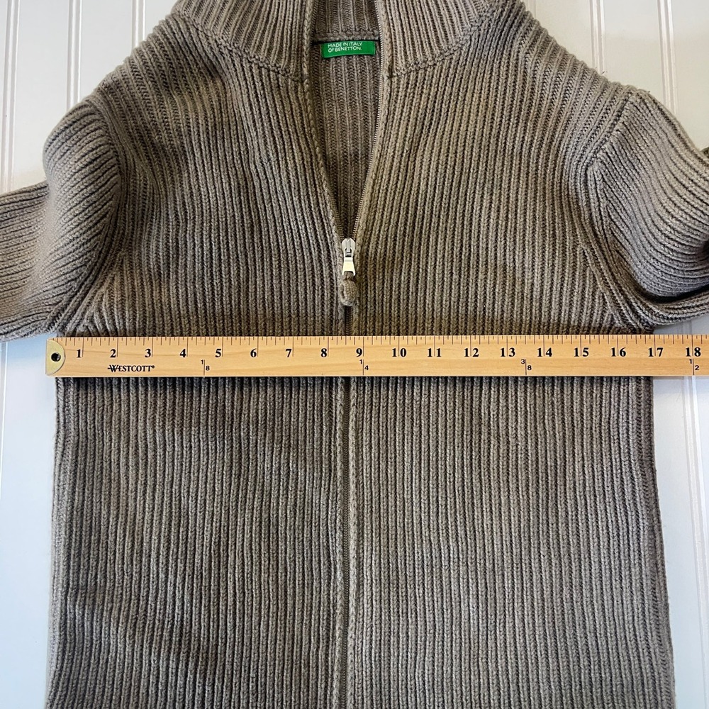 Vintage United Colors Benetton ITALY Wool Blend Full Zip Cardigan Sweater Small - Picture 5 of 7